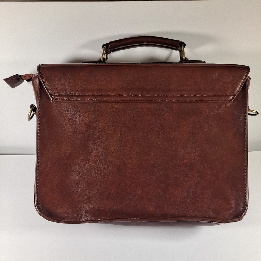 ECOSUSI Women's Briefcase Leather Laptop Brown Satchel with Bow Accent - Picture 2 of 9